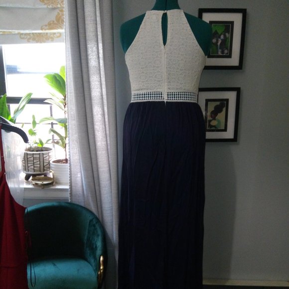 Papaya Two-Toned Textured Maxi Dress Sz L - Picture 14 of 16